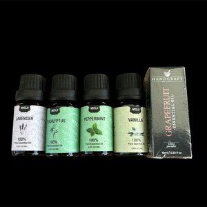 5 piece ESSENTIAL oil lot - NEW unused - 10 ML bottles DIY Craft supply Health